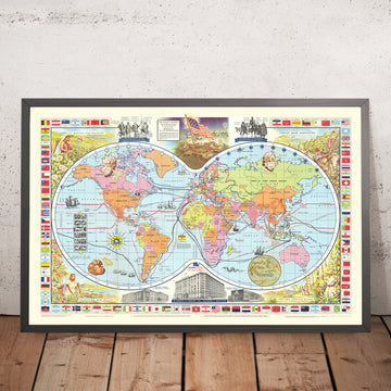 Mappa del Vecchio Mondo di Caffè, Tè e Spezie McCormick, 1957: Commercio delle Spezie, Esploratori, Design di Metà Secolo 