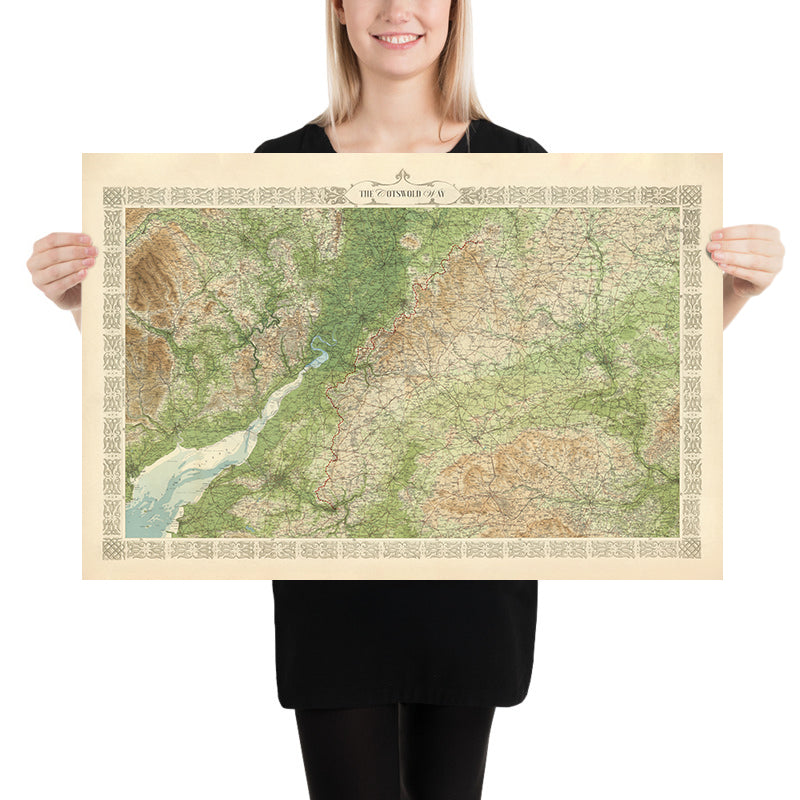 Alte Karte des Cotswold Way von Bartholomew und The Unique Maps Co. 