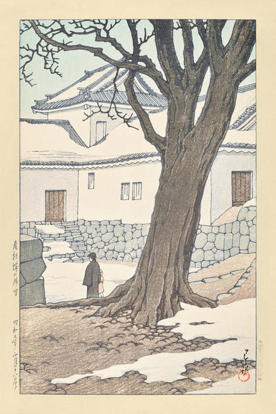 Lingering Snow at Hikone Castle by Hasui Kawase, 1935