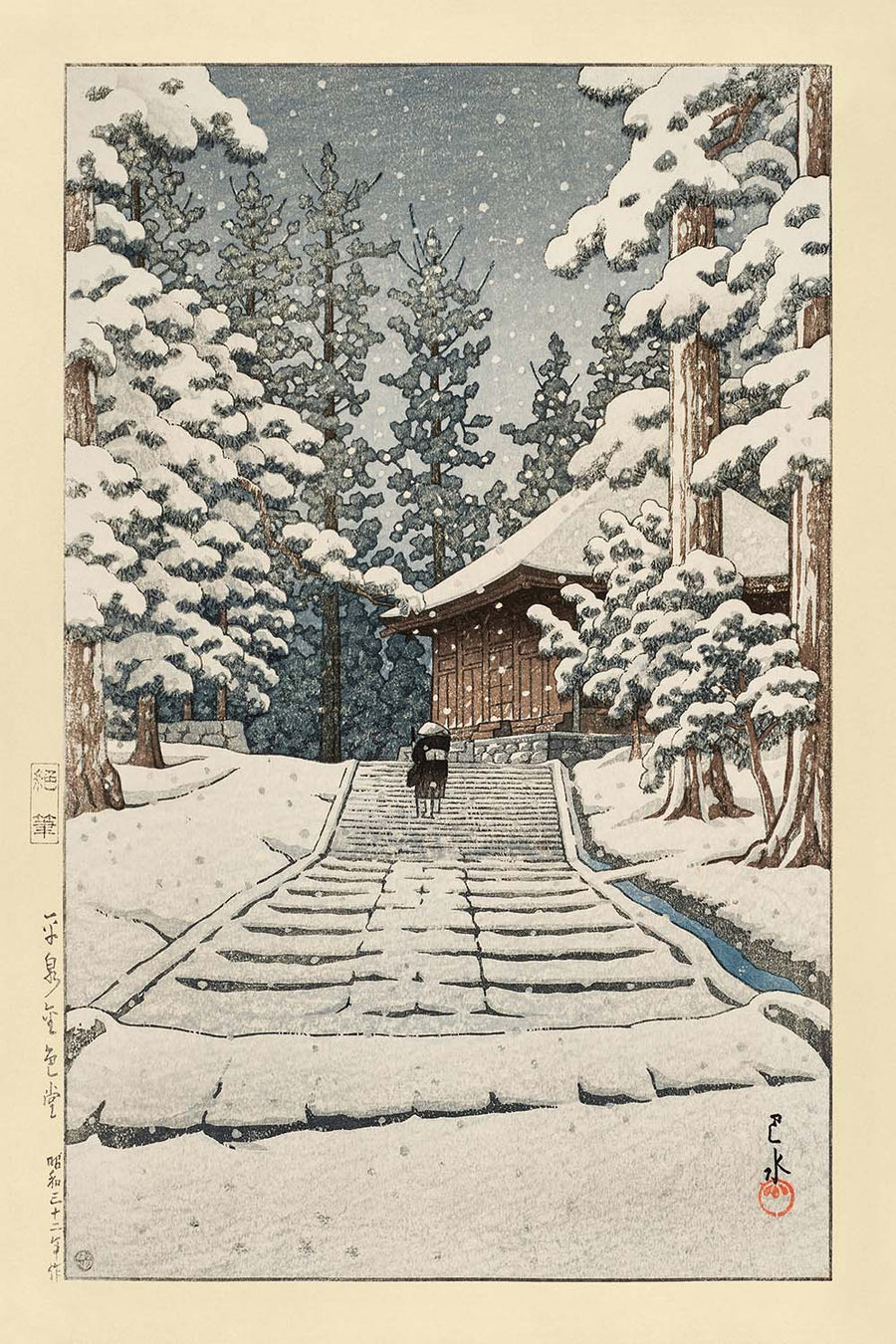 Konjiki Hall a Hiraizumi di Hasui Kawase 1935 