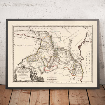 Old Rare Map of Georgia by Sanson, 1667: Tbilisi, Yerevan, Baku, Caspian Sea, Greater Caucasus