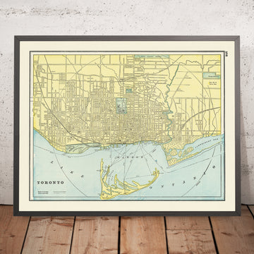 Alte Stadtkarte von Toronto von Cram, 1895: Queen&