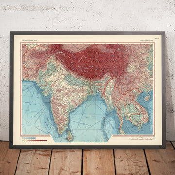 Old Map of India & Indochina, 1967: Thailand, Burma, Himalayas, Ganges, Mekong