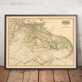 Mapa antiguo de Venezuela y Colombia de Pinkerton, 1815: Caracas, Bogotá, Orinoco, Amazonas, Maracaibo 
