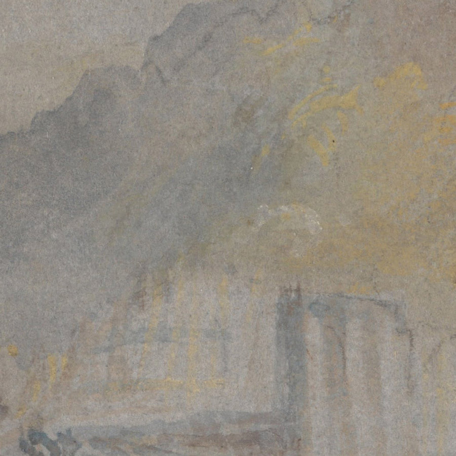 Foul di Dio: Paesaggio fluviale con pescatori che pescano da una diga di Turner, 1830 