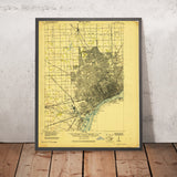 Old Map of Detroit, Michigan by USGS, 1924 – Windsor, Belle Isle & River Rouge