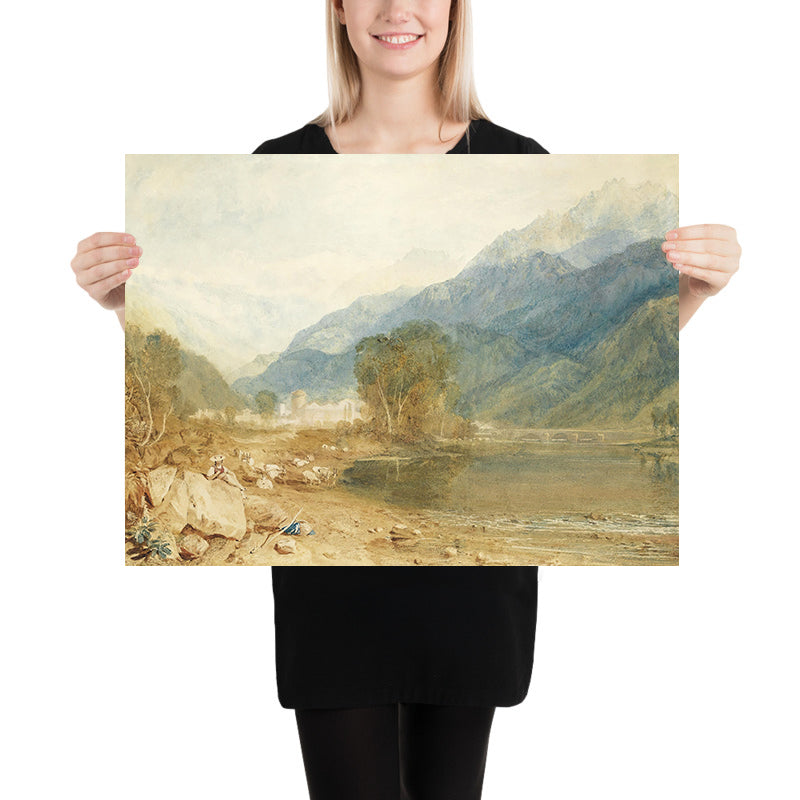 Una vista dal Castello di San Michele, Bonneville, Savoia, dalle rive del fiume Arve di Turner, 1800 