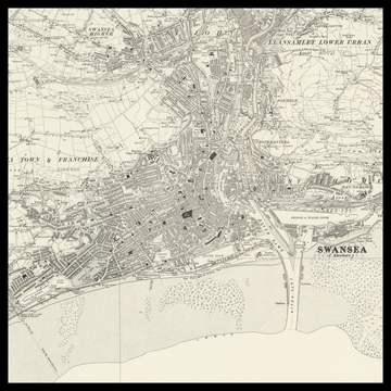 Eine alte Ordnance-Survey-Karte von Swansea
