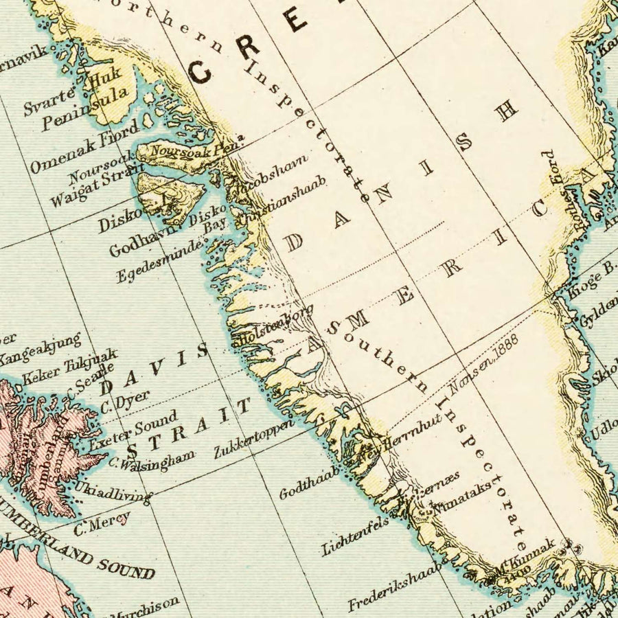 Mappa antica del Canada di Stanford, 1926: Toronto, Baia di Hudson, Ferrovie 