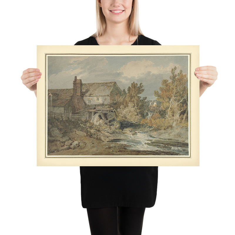 Mulino ad acqua vicino a un ruscello che scorre di Turner, 1795 