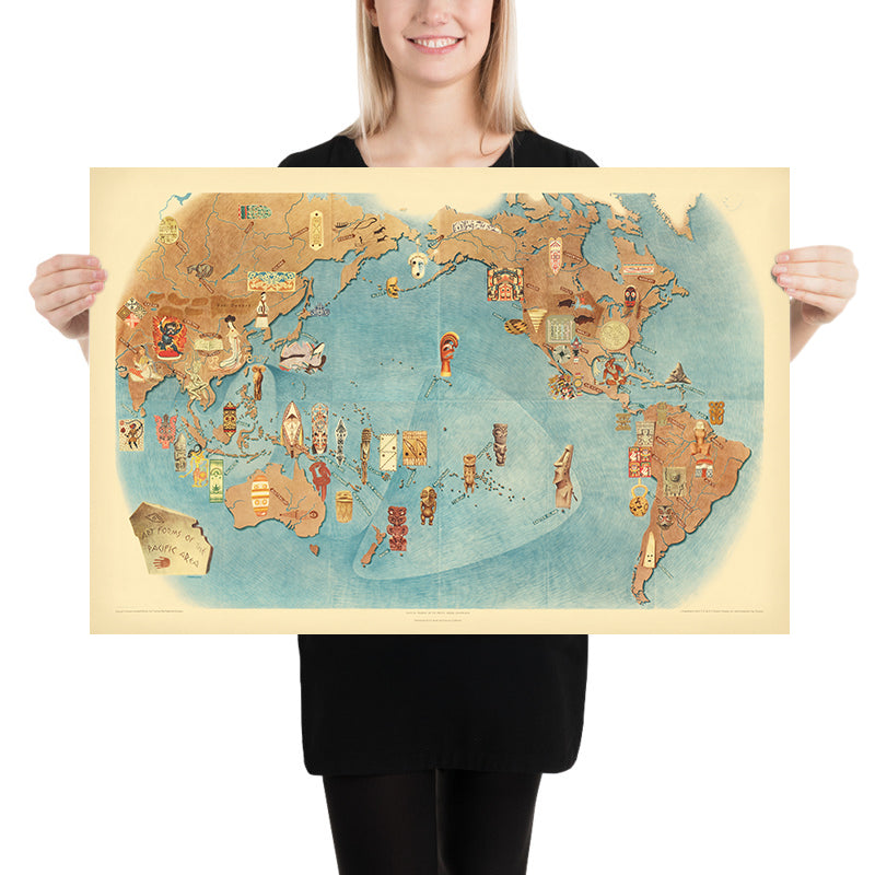 Old Map of the Art Forms of the Pacific by Covarrubias, 1940