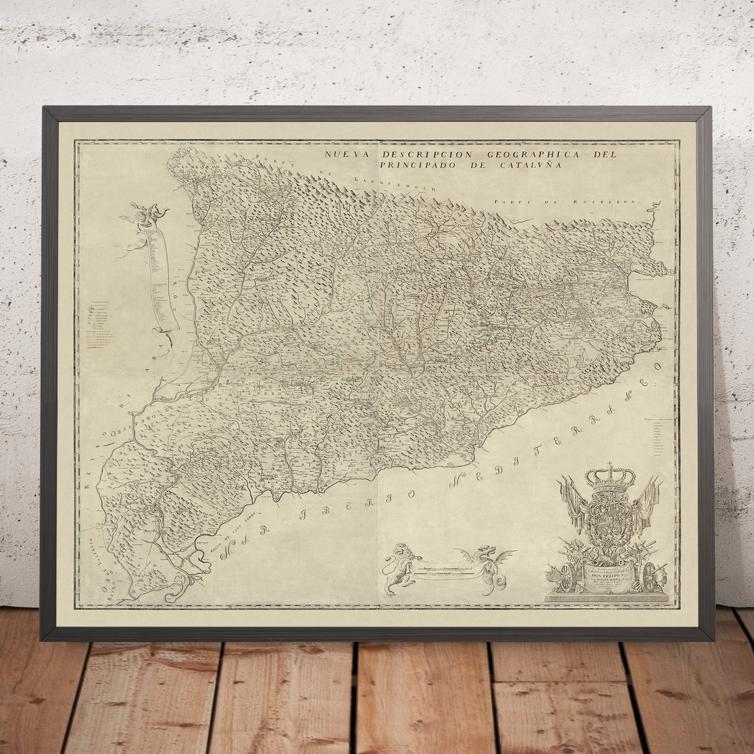 First Large Map of Catalonia by Aparici, 1769: Barcelona, Girona, Pyre ...