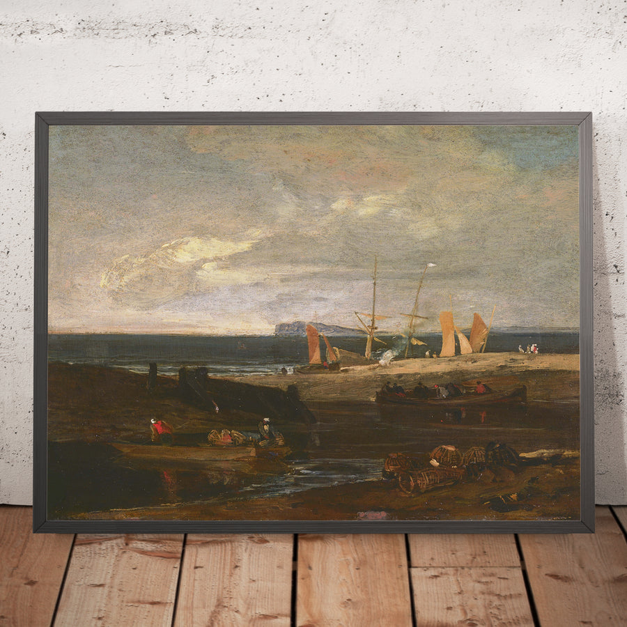 A framed image of A Scene on the English Coast by Turner, 1798