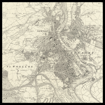 Un antiguo mapa de Ordnance Survey de Newport