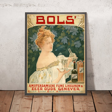 A framed image of Bols Vintage Genever and Liqueur Poster by Henri Privat-Livemont, 1901