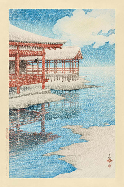 A Fine Winter's Sky & Snow in Miyajima by Hasui Kawase, 1935