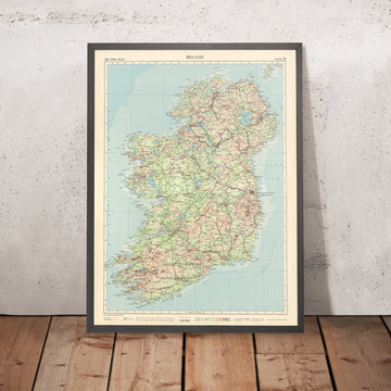 Mapa antiguo de Irlanda de mediados del siglo XX de Bartholomew, 1955 