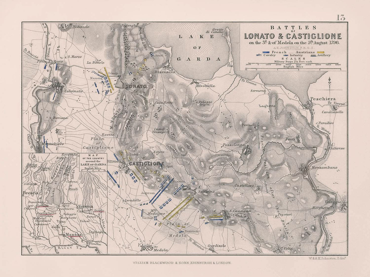 Battles of Lonato & Castiglione by AK Johnston, 1796: French Revolutionary War