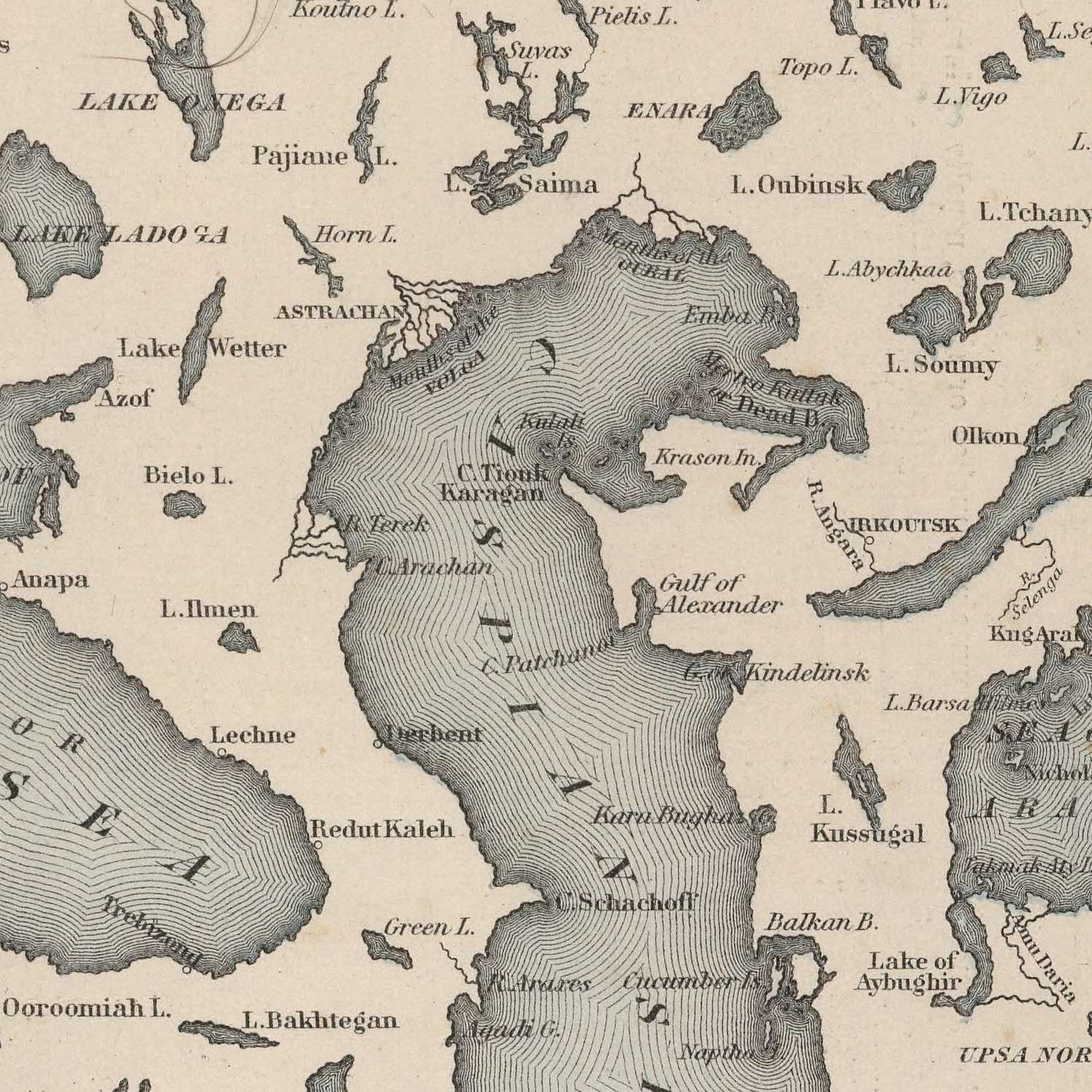 The Comparative Size of Lakes and Islands of the World, 1886: North & South Hemispheres, Great Lakes, Black Sea, etc.