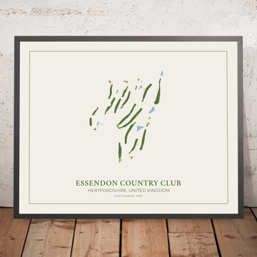 Un’immagine incorniciata dell’Old Course dell’Essendon Country Club nello stile di una mappa da golf semplice e moderna