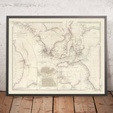 Antico Nautical Chart dell'Australia Meridionale di Arrowsmith, 1844: Adelaide, Golfo di St. Vincent, Baia di Nepean 