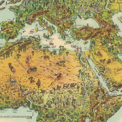 Fantasy Style Post-WW2 German World Map by Wommelsdorff, 1950