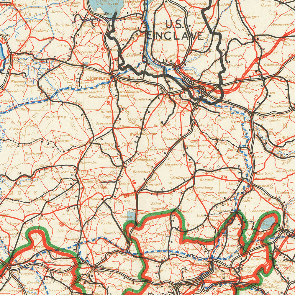 Old Map of Postwar Occupation and Denazification in Germany, 1946