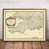Condado histórico de Wessex: West Country, Hampshire y Berkshire por Sanson, 1654 