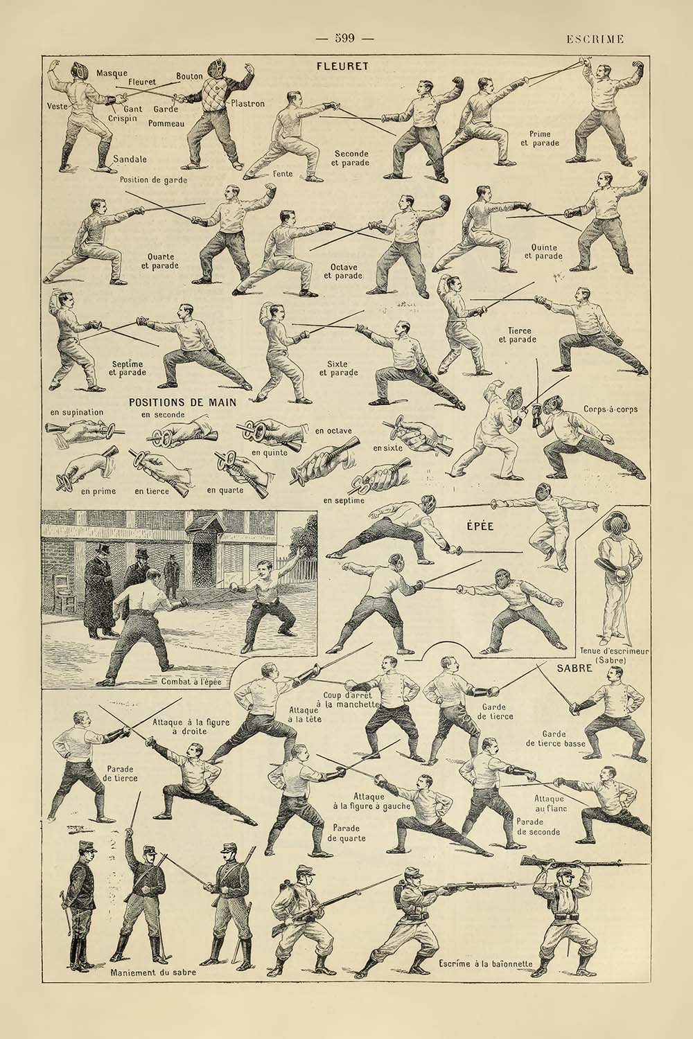 Vintage Fencing (Épée) Poster by Adolphe Millot, 1890