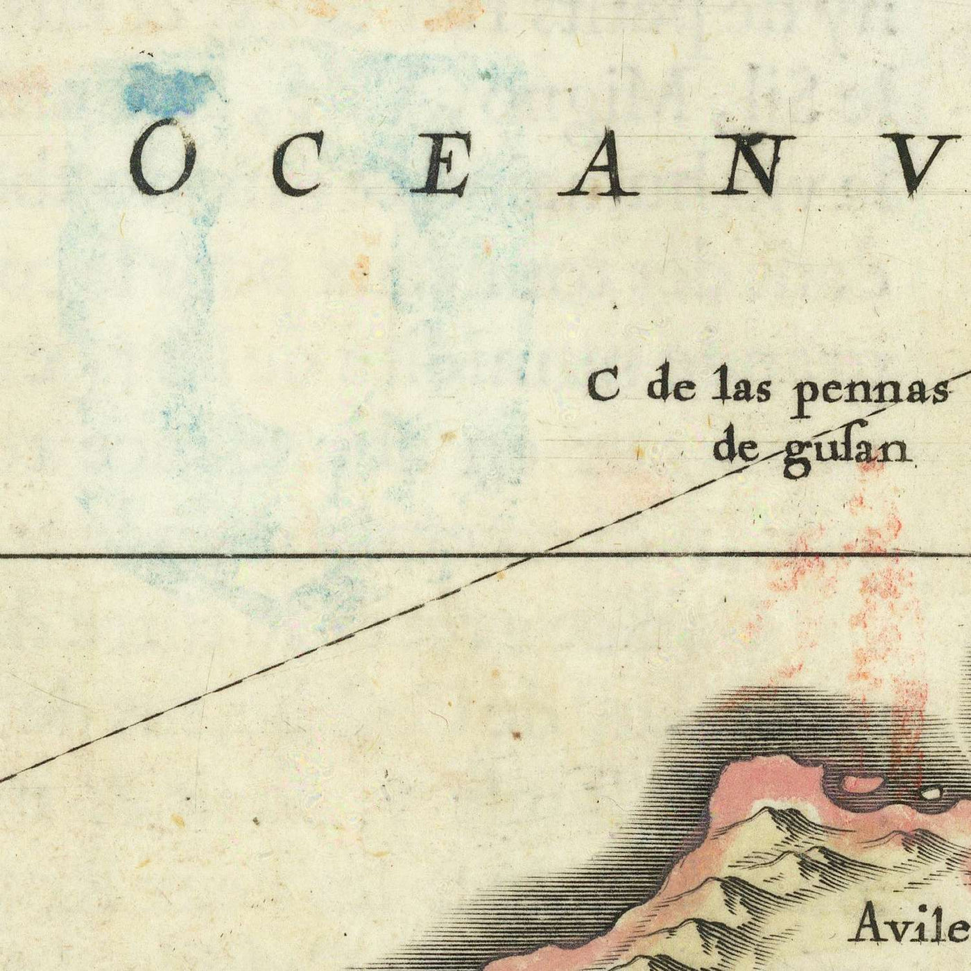 Old Map of Galicia, Spain by Blaeu, 1640: Santiago, Corunna, Vigo, Neptune, Sea Monster