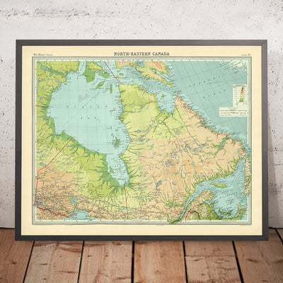 Old Map of Ontario & Quebec by Bartholomew, 1922: Quebec City, St. John’s, Hudson Bay, Torngat Mountains, Gulf of St. Lawrence