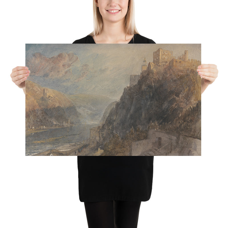 Rheinfels Looking to Katz and Gourhausen by Turner, 1817