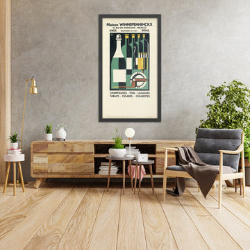 A framed image of Maison Winnepenninckx Vintage Drinks Advertising Calendar by Albert Daenens, 1883
