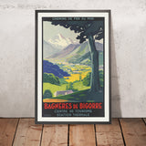 Affiche de voyage de Bagnères-de-Bigorre : Chemins de fer du Midi – Station thermale par Dabo 