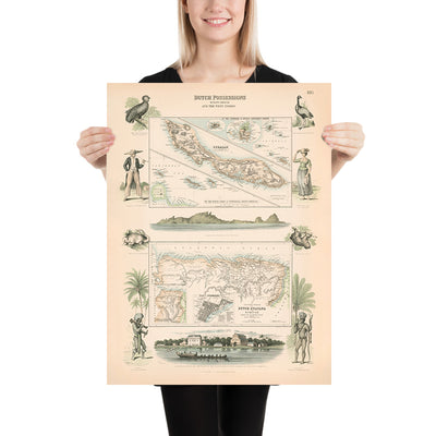 Old Map of Curaçao, Suriname & Leeward Islands by Fullarton, 1865: Colonial Dutch Possessions