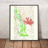 Old Map of Bismarck, North Dakota by USGS, 1964 – Mandan, Missouri River & Fort Lincoln Military Park