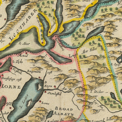 Rare Baroque Map of Scotland by Blome, 1670: Edinburgh, Glasgow, Highlands, Rivers, Loch Ness