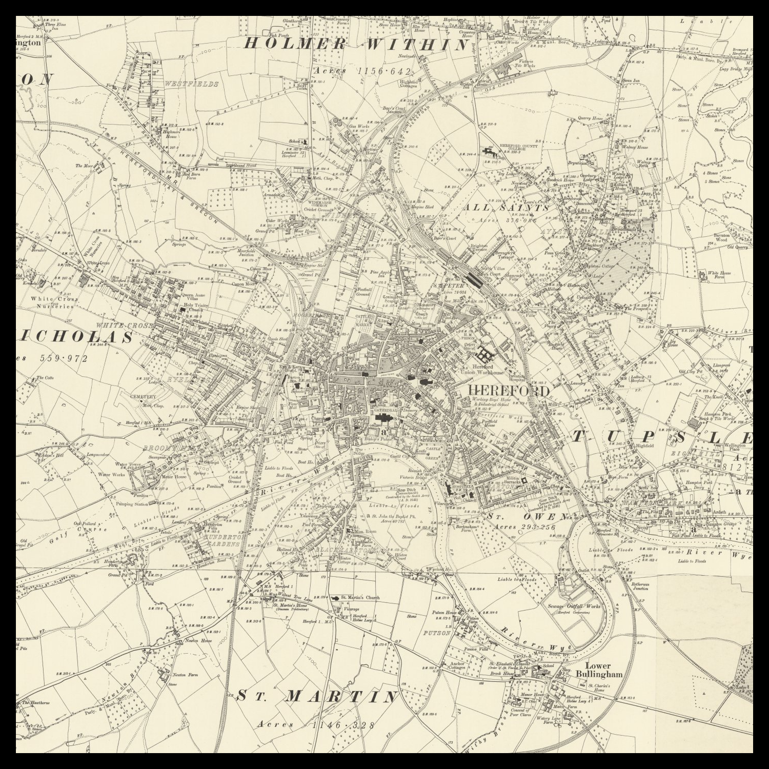 Personalised Old Map of Hereford – The Unique Maps Co.