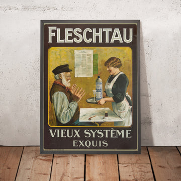 A framed image of Fleschtau Vintage Advertising Poster by Romeo Dumoulin, 1923