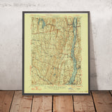 Old Map of Hudson, New York by USGS, 1929 – Coxsackie, Catskill & Lake Taghkanic