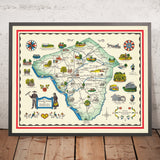 Antiguo mapa del condado de Lancaster, PA, de Schmuckle, 1949: ríos Ephrata, Lititz, Susquehanna y Conestoga, comunidades amish 