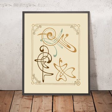 A framed image of Abstract Design Based on Arabesques by Alphonse Mucha, 1900
