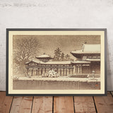 Nieve de la tarde en el Templo Byodoin (Salón del Fénix) de Hasui Kawase, 1935 