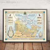 Pictorial Map of Canada & the Royal Mounted Police by Furse, 1966: RCMP History, Mounties, March to the West