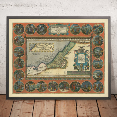 Rare Map of Abraham's Journey in the Holy Land by Ortelius, 1624: Jerusalem, Ur, Babylon, Dead Sea, Mediterranean