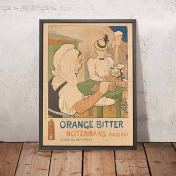 A framed image of Orange Bitter Notermans Vintage Advertising Poster by Auguste Bénard, 1900