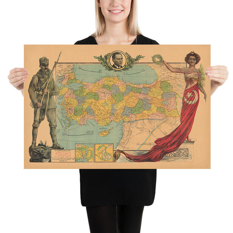 Early ‘'Ana Vatan' Map of Atatürk’s Republican Turkey, 1927