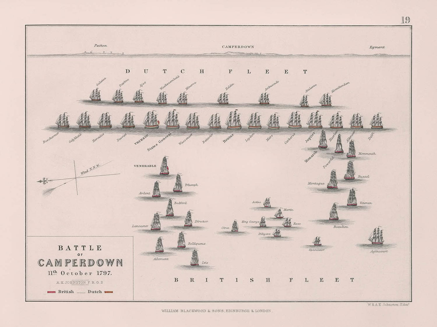 Batalla de Camperdown por AK Johnston, 1797