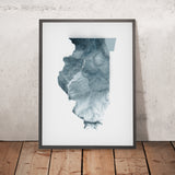 Mappa topografica 3D in rilievo dell'Illinois 