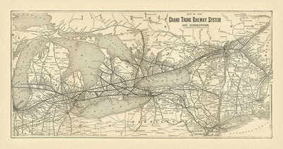 Ancienne carte de l'Ontario et des Grands Lacs, 1898 : Toronto, Chicago, Niagara Falls, Saint-Laurent, Détroit